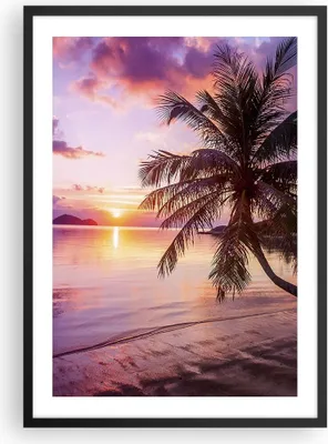 Produktbild von Gerahmtes Poster - Schwarzer Rahmen - Strand Meer Palme - 50x70 cm - Wand Bild - Wanddeko - Wandbilder - Kunstposter - Wandposter - Bilderrahmen - Bilder - Kunstdruck - Wandbild - P2BPA50x70-3912