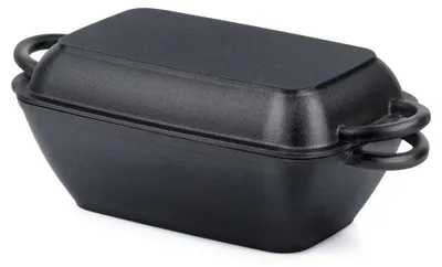 Image de Moule de cuisson en fonte émaillée - Plat à gratin - 2 en 1 - 3,5 litres et 1,5 litre - Noir