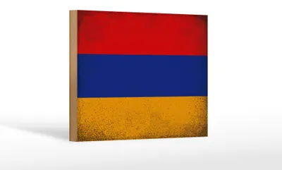 Produktbild von Holzschild Flagge Armenien 18x12cm Flag Armenia Vintage