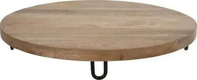 Produktbild von Dekobrett Holz Mangoholz Holzbrett Brett Schale Mango Teller mit Füßen Ø 39 cm