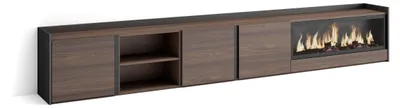 Produktbild von TV-Möbel Holzeffekt eiche schwarz 315x35x50cm Kamin mit Feuereffekt