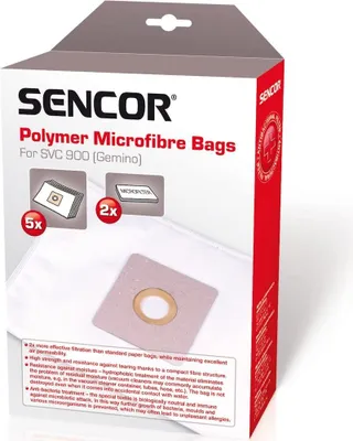 Zdjęcie produktu dla Sencor SVC 900, Worek na kurz, Cylinder próżniowy, Biały, SVC 900 (GEMINO), Pudełko, 6 szt.
