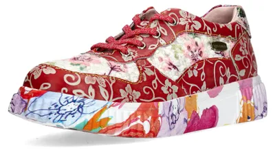 Produktbild von Laura Vita Damen Sneaker Pailletten Floral Leder Ornament Spitze SOLENO 03, Größe:39 EU, Farbe:Rot