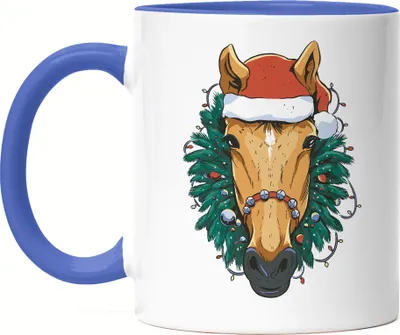 Produktbild von Pferd Tasse Blau Hengst Weihnachten Pferdekopf Reiten Hobbie Pferdeflüsterer Ausritt Pferdeliebhaber Reiter Reiterin