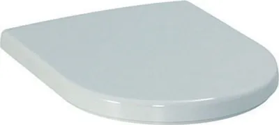 A white toilet seat with a lid, shown from a slightly elevated angle against a white background.