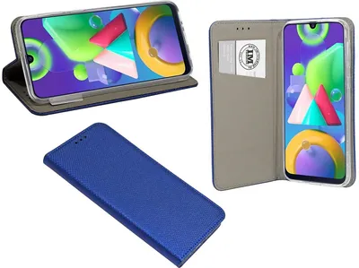 Produktbild von Buch Tasche "Smart" kompatibel mit SAMSUNG GALAXY M21 ( M215F ) Handy Hülle Etui Brieftasche Schutzhülle mit Standfunktion, Kartenfach Blau