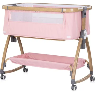 Image de Lit d'appoint Chipolino Charisma Matelas réglable en hauteur Roulettes Compartiment de rangement Sangle rose