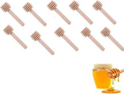 Produktbild von Honigrührstäbchen aus Holz – 10 Stück, 8cm, Honiglöffel mit Honigspirale – Mini-Honigheber für Honig und Marmelade