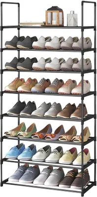 Immagine prodotto di Scaffale porta scarpe a 8 ripiani, impilabile, 32-40 paia, ingresso, 81 x 25 x 145 cm (altezza)