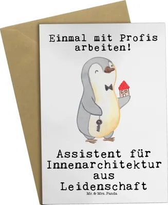 Produktbild von Mr. & Mrs. Panda Grußkarte Assistent für Innenarchitektur Leidenschaft - Weiß - Geschenk, hochzeitskarten, einladungskarten, osterkarten, weihnachtskarten, genesungskarte