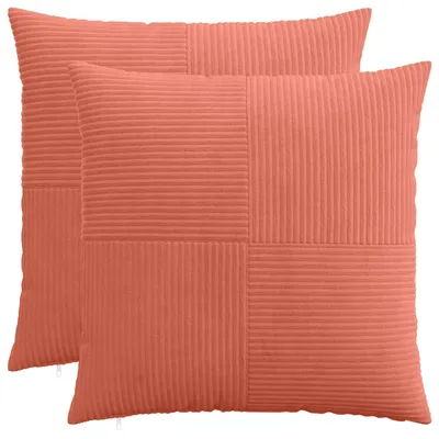 Image de vidaXL, housses de coussin 2 pièces, modèle ALMELO, rouge-orange, 70 x 70 cm, matière : cord