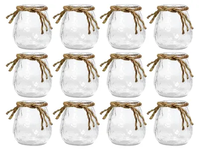 Produktbild von 12 Stück Vintage Vasen Set 10x10cm Tischvase Transparent