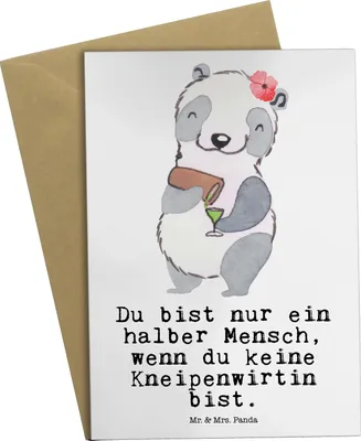 Produktbild von Mr. & Mrs. Panda Klappkarte Kneipenwirtin Herz - Weiß - Geschenk, dankeskarten, einladungskarten, Bar, Glückwunschkarte, Kneipe, vatertagskarte, Spruch, Gaststätte