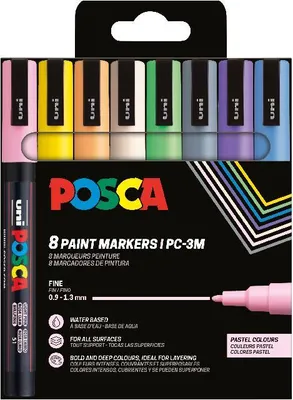 Produktbild von Faber Castell Marker UNI POSCA PC-3M 0,9-1,3 8er Pastell