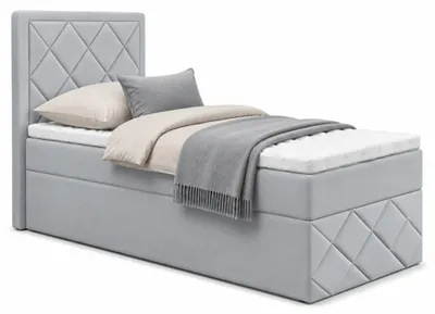 Produktbild von Bett, Boxspringbett DORMI MINI 3, 80x200 cm mit Bettkästen, Ohne Topper (Hellgrau: Itaka 51)