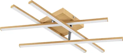 Produktbild von EGLO LED Deckenlampe Holzoptik Lasana 4, Deckenleuchte Flur Wohnzimmer, stabförmige Lampe Decke warmweiß