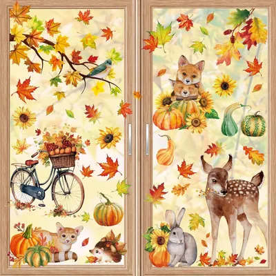 Produktbild von 9 Fensteraufkleber für den Herbst – Herbstdekoration für Thanksgiving