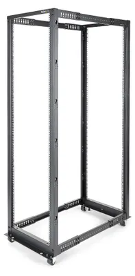 Produktbild von StarTech.com Open Frame Rack 42HE - 4 Pfosten Serverschrank - 58 cm - 104 cm tiefenverstellbar mit Rollen / Nivellierfüße und Kabelverwaltung (4POSTRACK42)