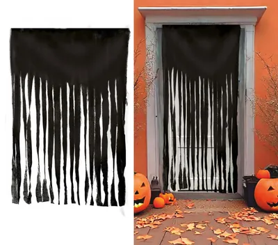 Image de Halloween Rideau fantomatique Décoration d'horreur Voile blanc Fête de l'épouvante Décoration de fête effrayante Coulisse mystérieuse d'Halloween Pour adultes, couleur : noir