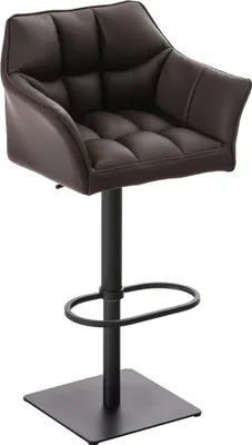 Produktbild von Moderner Barhocker – Eleganter Stuhl – 360° drehbar und verstellbar | Farbe: Braun | Grundfarbe: Schwarz