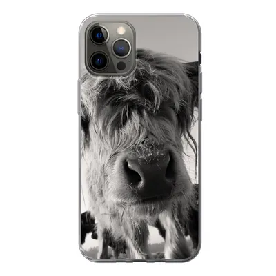 Produktbild von MuchoWow® Handyhülle Schutzhülle Hülle für iPhone 13 Pro Schottischer Highlander - Schwarz - Weiß - Tiere Silikon Softcase Handy Hülle - Handy-Tasche