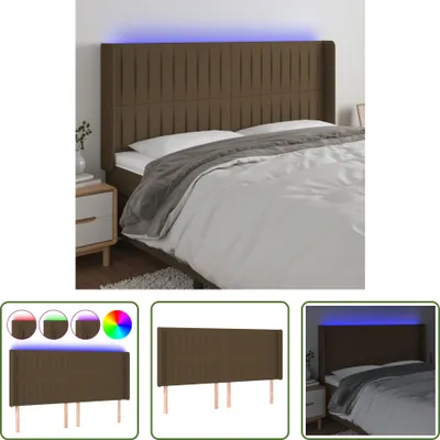 Produktbild von The Living Store LED Kopfteil Dunkelbraun 183x16x118/128 cm Stoff