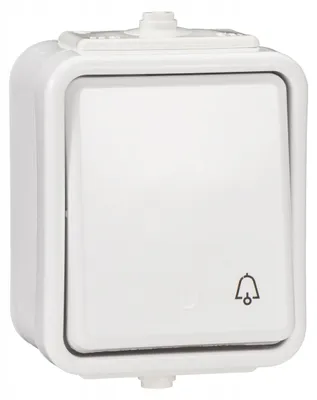 Image de Bouton de sonnette apparent, hermétique blanc IP44, cèdre WNT101C01