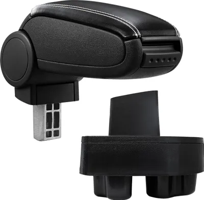 Immagine prodotto di [Bracciolo centrale, perfetto per Opel Corsa C anni 10/2000 - 2006 - bracciolo con vano portaoggetti - rivestito - Similcuoio nera - con cuciture bianche