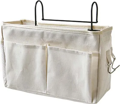 Immagine prodotto di Borsa da letto – pratico organizer in cotone – qualità di marca – 36 x 11,4 x 19,5 cm – mantiene in  la tua camera da letto