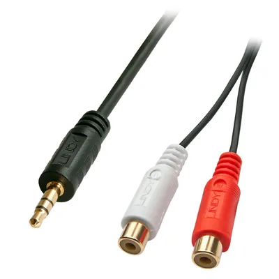 Produktbild von LINDY Audiokabel Stereo 3.5mm/2xRCA M/F 0.25m