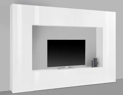 Produktbild von Wohnwand >Benevent< (4-teilig) in Weiß Hochglanz - 260x180x30 (BxHxT)