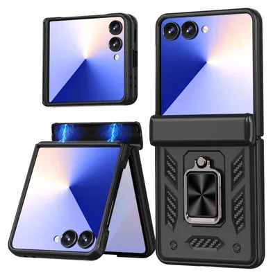 Produktbild von Für Samsung Galaxy Z Flip7 5G TPU + PC Ringhalter Kamera Slider Hülle Schwarz