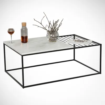 Immagine prodotto di Skye Decor, Zinus - Marmo, tavolino da salotto, bianco, 100% pannelli di particelle rivestiti in melamina, 95 x 55 x 43 cm
