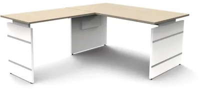 Produktbild von Schreibtisch Form4 160 Wangen-Gestell 160x80x68-76cm / Anbau 100x60cm ahorn