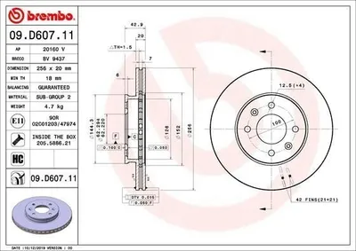 Zdjęcie produktu dla Tarcza hamulcowa BREMBO 09.D607.11