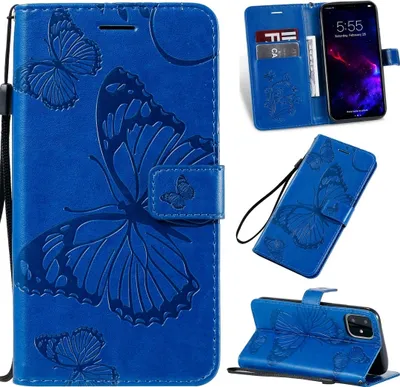 Produktbild von Mobigear Butterfly iPhone 11 Hülle Klapphülle Geldbörse - Blau