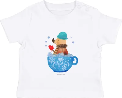 Produktbild von Mr. & Mrs. Panda  T-Shirt Nachtfalter Schaumbad 0. - 6. Monat - Weiß - Geschenk, Babyshirt, Bad, Badezimmer, Öko Baby, Tasse, Baden, Lustige Sprüche, WC, Träumen