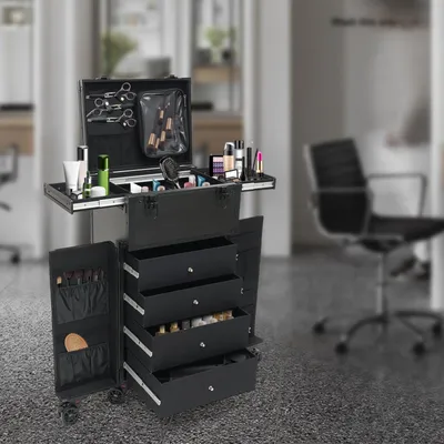Immagine prodotto di Custodia per trucchi - Trolley per trucchi - Custodia per cosmetici - Beauty case - Custodia per truccatori - Altezza regolabile