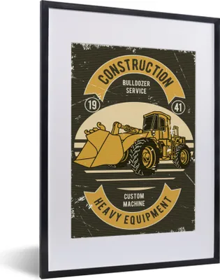 Produktbild von MuchoWow® MuchoWow® Gerahmtes Poster Bulldozer - Retro - Banner - Zitat 30x40 cm - Poster mit zchwarzem Bilderrahmen - Wandposter Schlafzimmer