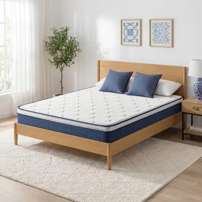 Produktbild von VASAGLE Federkernmatratze 180 x 200 x 20 cm, Gel-Memory-Schaum, mittelfest, 7-Zonen, Schlafzimmer, atmungsaktiv, blau