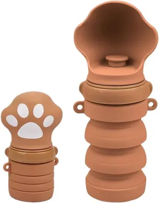 Produktbild von Famanu Tragbare Wasserflasche für Hunde - Zusammenklappbare Trinkschale - Grün