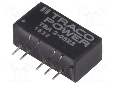 Image de 1 x Convertisseur DC/DC : Usortie2 : -15 VDC, modèle TBA 2-0523. Convertisseur DC/DC : Uentrée : 4,5 ÷ 5,5 V, puissance : 2 W