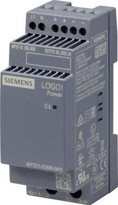 Imagen del producto de Siemens 6EP33316SB000AY0 LOGO!POWER, fuente de alimentación regulada de 24V, 1,3A