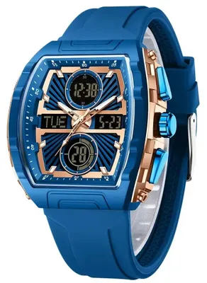 Image de Montre homme SANDA DA-41820 bleue et or, analogique et numérique KP41820