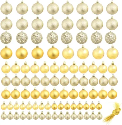 Immagine prodotto di vidaXL Set di 100 pezzi di gingilli natalizi 3/4/6 cm dorati