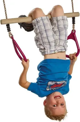 Produktbild von GARTEN-NEXT Turngeräte Holztrapeze Turnringe aus Kunststoff Zubehör für Spielplatz Turnen ROSA