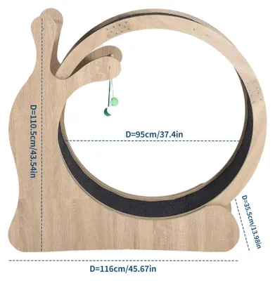 Immagine prodotto di Ruota per gatti - Tapis roulant per gatti - 95 cm - Legno - Silenzioso - 3 in 1 - Con tiragraffi, palla e tappeto
