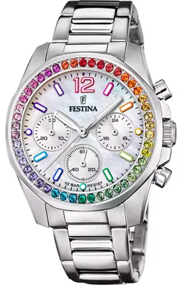 Produktbild von Festina F20606/2 Damenuhr Armbanduhr Edelstahl silber Gliederarmband Faltschließe