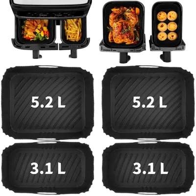 4 Silikon-Einlagen für Heißluftfritteuse 5,2 l/3,1 l