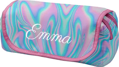 Produktbild von Personalisierte Mäppchen Federtasche mit Namen Schlamperbox Federmäppchen mit Klettverschluss Klappe Schüleretui Stiftemappe mit zwei Reißverschlüssen Holo Rainbow [151]